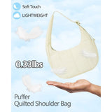 Small Puffer Crescent Bag for Women, Nylon Quilted Hobo Purses, Adjustable V1366-AZ2-W-11402