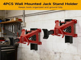 4PCS Jack Stand Storage Rack, Heavy Duty Metal Wall Mount Holder, Stable Jack Stand Holder for V1192-AZ-W-18416