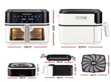 Devanti 8L Air Fryer BBQ Grill 2-in-1 Flip 1650W Touch Control Oil Free White AF-K-H-8L-WH