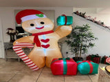 8FT/2.4m Lighted Inflatable Gingerbread Man Christmas Decoration with Candy Cane & Gift Boxes, V1338-WAK0054