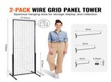 2' x 5.6' Grid Wall Panels Tower, 2 Packs Wire Gridwall Display Racks with T-Base Floorstanding, V952-LSWGQ6878INCNL5GHV0