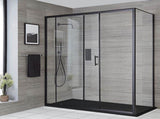 150mm Adjustable Single Door Corner Sliding Glass Shower Screen in Black V63-846321