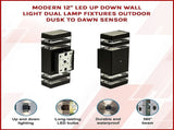 Modern 12 Inch LED Up Down Wall Light Dual Lamp with Dusk to Dawn Sensor V63-838751