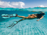 Pair of Snorkel Fins Diving Swim Fins Adjustable Open Heel Swimming Barefoot Flippers Cyan - S V1308-DSZKI-269-1