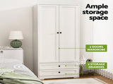 Artiss Wardrobe Clothes Closet Storage Organizer with 2 Doors White FURNI-L-WR02-2D-WH-AB