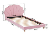 Artiss Single Bed Frame Scallop Upholstered Headboard Pink Velvet Platform Base Support up to 180kg BFRAME-G-ROSY-S-PK-AB