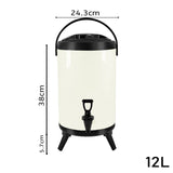 SOGA 12L Stainless Steel Insulated Milk Tea Barrel Hot and Cold Beverage Dispenser Container with VICDISPENSER12LWHT