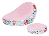 Portable Inflatable Sofa Comfortable Chair Longue with Footstool for Living Room BalconyPink V1294-YM0901-3116200047911