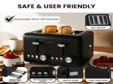 Pronti Silver Noir Collection 4 Slice Toaster with Dual Controls TSR-T02-GST-BK