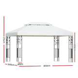 Instahut Gazebo 4x3m Marquee Outdoor Wedding Party Event Tent Home Iron Art Shade White GAZEBO-IR-LE-HF-4X3-WH-AB