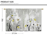 Blue Farmhouse Daisy Kitchen Curtains Wooden Flower Small Short Cafe Window Curtains Rustic Floral V1192-AZ-W-26552