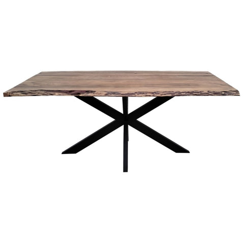 Lantana Dining Table 180cm Live Edge Solid Acacia Timber Wood Metal Leg -Natural V315-VOD-ELBA-09