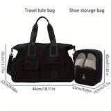 black Large-capacity travel tote bag, lightweight carry-on luggage with shoulder strap, gym bag, V1232-LXSTB001