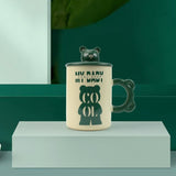 2X High-Fired Ceramic Porcelain Mug Set with Lid 400ml Bear w Tea Spoon GREEN V274-HA-LA-P0024827-BEAR