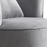 Miami Arm Chair Grey Fabric Upholstery Stripe Design Wooden Structure Rotating Metal Chassis V43-AC-MAMI