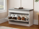 Levede 60cm Shoe Rack Storage Cabinet Bench Cosy Padded Seat Organiser Cupboard EA0290-WH-AU