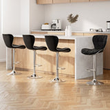 Artiss 4x Bar Stools Gas Lift Leather Seat Black BA-TW-NEW4045-BKX4