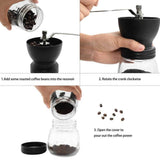 Coffee Bean Grinder - Manual Hand Stainless Ceramic Burr Core Glass Jar Nut Mill V238-SUPDZ-28219838398544
