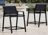 Gardeon 2PC Outdoor Bar Stools Steel Dining Chairs Patio Furniture Garden Black ODF-BA-TEX-BK-2X