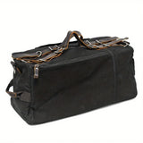Retro Waxed Canvas Travel Bag, Large Capacity, Waterproof & Wear-Resistant, Crazy Horse Leather V1232-LYBDJB-003