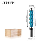 Double Bearing Spiral Flush Trim Router Bit 1/2" Shank - Solid Carbide Blade with Teflon Coating, V1107-145-50122-BLU2