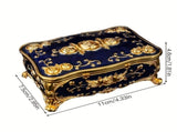 Pearl Enamel Jewelry Box, Red Enamel Jewelry Box, Gold-Plated Jewelry Box, Home Decor, Jewelry V1106-127-02370-RED-L