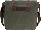 Vintage Genuine Leather Waxed Canvas Briefcase Large Satchel Shoulder Bag Rugged Computer 15.6" V1259-DP01-A-3126