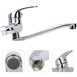 Wall Mounted Kitchen Sink Faucet Hot Cold Water Mixer Tap Double Holes V1294-YM0901-JY18133