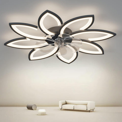 Modern Ceiling Light Fan, Low Profile, 6 Wind Speed, 3 Color V178-39081