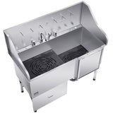 155 cm Dog Grooming Bath Tub Stainless Steel w Ramp Water Filter V952-BXGCWYG61CPDIM12TV0