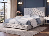 Artiss Double Bed Frame with Tufted Headboard and Plywood Slats Grey BFRAME-G-KOLA-D-GY-ABC