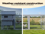 i.Pet Chicken Coop Rabbit Hutch Extra Large Wooden Run Bunny Cage Poultry House Outdoor PET-CH-P228-GR-AB