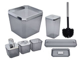 7Pcs/Set Plastic Bathroom Accessory Grey Toothbrush Holder Soap Tray Kit for Home Hotel V1294-YM0523-3117210196311