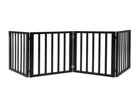 PaWz 4 Panels Wooden Pet Gate Dog Fence Black 600x 3MM PT1060-4-BK_NZ