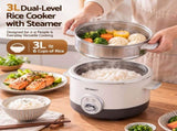 Devanti 3L Rice Cooker Small 6 Cup Multi Cooker with Steamer RC-A-3L-BG