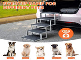 Folding Dog Stair Lightweight Aluminium Dog Ramp Adjustable Height 5 Steps Pet Ladder Loads up to V985-DOGSTAIR