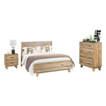 4 Pieces Bedroom Suite Queen Size in Solid Wood Antique Design Light Brown Bed, Bedside Table & V43-BDS-WDL-4PC-TBY-Q