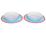 4Pcs/Set Salad Bowl Dish Light Blue Grid Pattern Imitation Porcelain Snack Plate Tableware V1294-YM0718-3118200282711