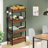 NNETMLT 4-Tier Wood Snack Rack Basket - Vintage Brown V728-NK177206