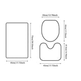Black and Gold Bathroom Rugs Set 3-Piece x80x93 Non- Marble Print Bath Mat, Toilet Lid Cover & V1366-AZ2-W-16471