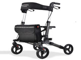 EQUIPMED Foldable Aluminium Walking Frame Rollator with Bag and Seat, Titanium Colour V219-EQHCRL11A