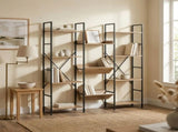 CARLA HOME 12 - Shelf Bookcase - Wood Metal Display Shelf - Brown - Rustic - Steel V178-36439