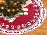 Festival Tree Skirt Knitted Tree Skirt Apron Snowflake Deer for Gift Holidays 122cm V1294-YM0901-10292253