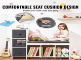 Kids Reading Nook Bench, Toddler Bookshelf and Bookcase with Detachable Seat Cushion, 6-Cubby V952-CGKETCWDZJBCNS6NYV0