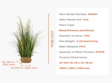 Artificial Grass Plant, 1194mm Reed Flower Grass in Pot, Premium PVC Faux Fake Greenery Shrubs Plant V952-DPKLWHLS47INJTAC5001V0
