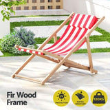 Gardeon Outdoor Deck Chair Wooden Sun Lounge Folding Beach Patio Furniture Red WOOD-B-BC-6021T-RW