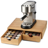 Wooden Pod Storage Box with 2 Drawers, Wood Pods and Tea Organizer Holder, Pod Drawer V1369-AZ3-W-08690