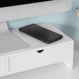 White Monitor Stand Desk Organizer with 2 Drawers V178-84492