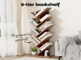 Artiss Tree Bookshelf 9 Tiers Walnut FURNI-L-SHELF-9TB-WAL