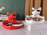 French Bulldog Pushing Wheelbarrow Storage Figurine Resin Statue Key Bowl Candy Dish Entryway V888-ELOSUNG41624